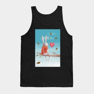 Miss you! Cute rabbit sitting in a tree thinking of his love in the autumn Tank Top